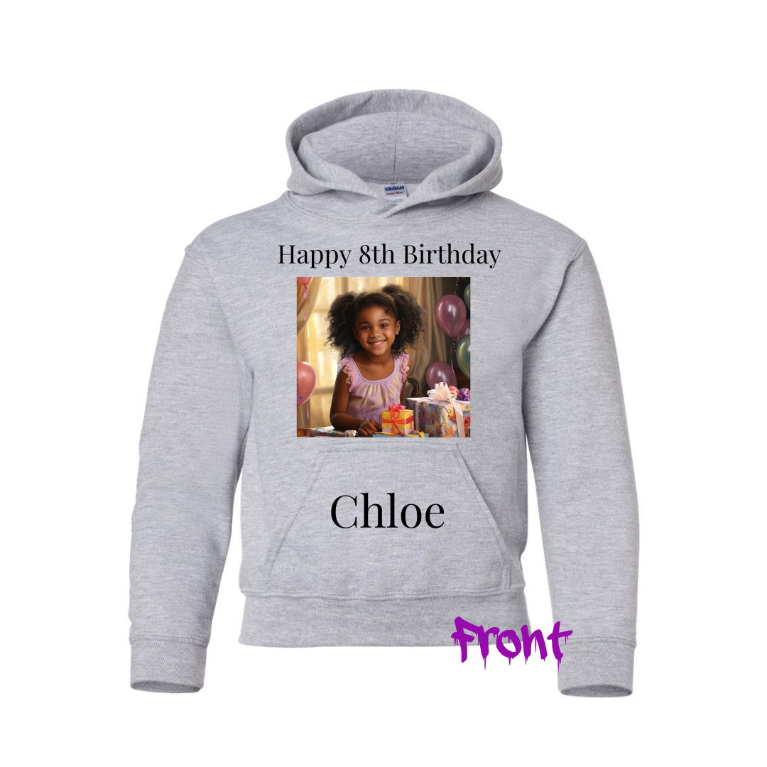 Youth Custom Photo Hoodie | Graphic Hoodie | Birthday Hoodie | Theme Hoodies