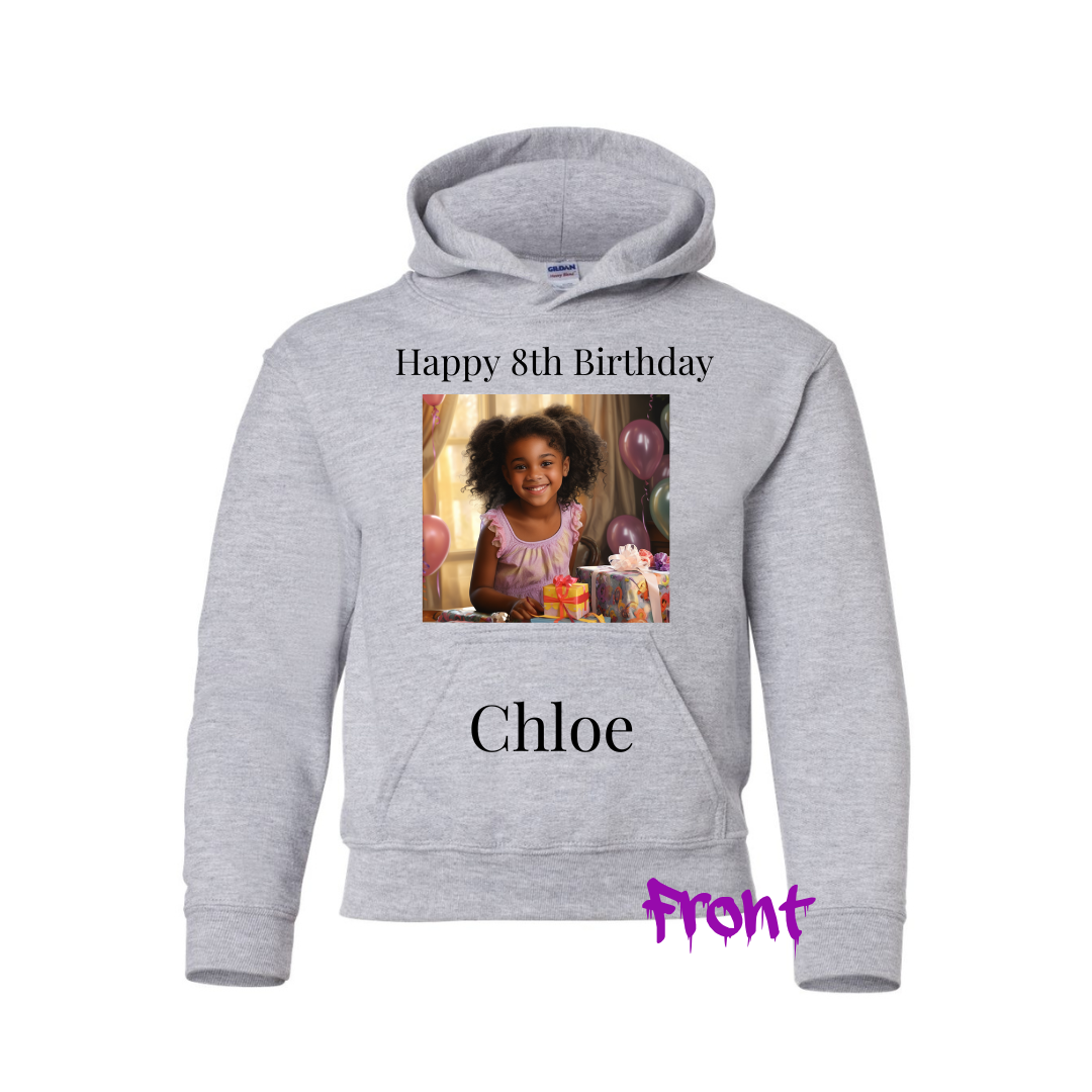 Youth Custom Photo Hoodie |  Graphic Hoodie | Birthday Hoodie | Theme Hoodies