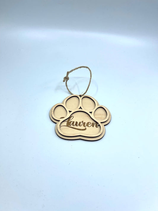 Personalized Paw Print Ornament | Pet Memorial Ornament | Custom Dog or Cat Ornament