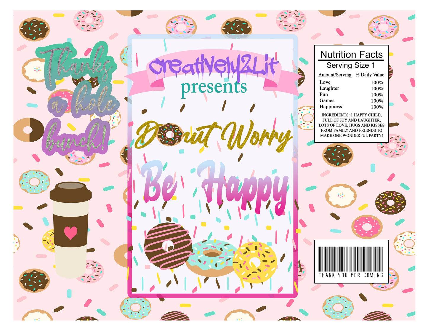 Personalized Donut Party Them Chip Bags