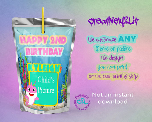 CUSTOM ANY THEME Juice labels, Party Favors, Printed and shipped