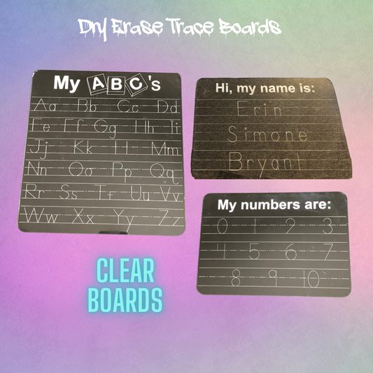 Dry Erase Trace Boards Custom Name, ABC and Numbers