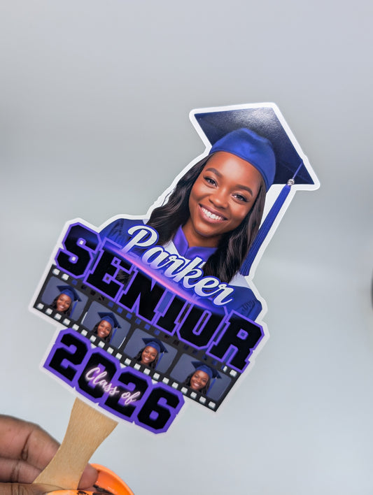 Custom Graduation Photo Fan | Personalized Grad Hand Fan | Class of 2026 Keepsake | Multiple Pictures Collage